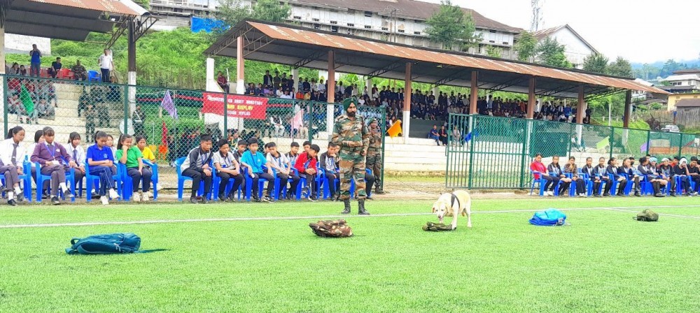 Assam Rifles organised a band display and dog show at Loyem Memorial Astro Turf Football Ground, Tuensang town on August 8. (Morung Photo)